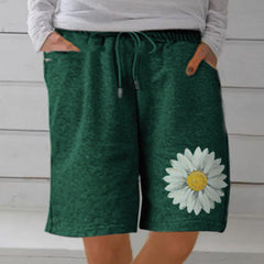 Women's Cotton And Linen Plus Size Elastic Casual Printed Shorts
