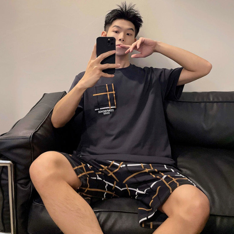 Men’s Round Neck Cartoon Loose Homewear Suit - YDF6104 / L - Hat