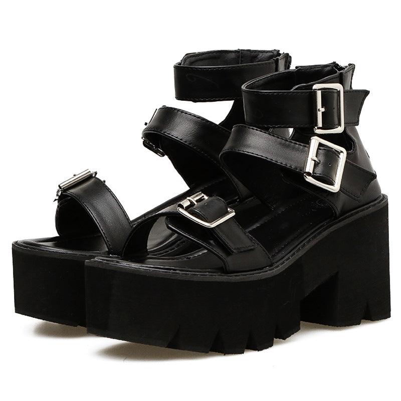 Punk Harajuku Street Thick Bottom Chunky Heel Women's Sandals