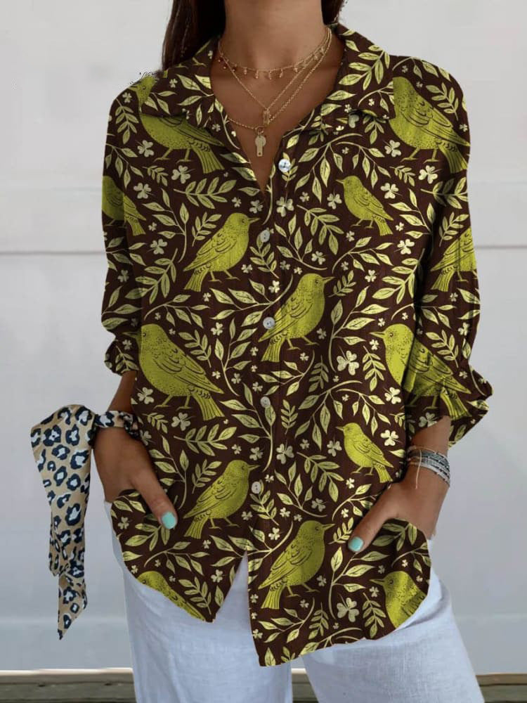 Long Style Long Sleeve Pattern Printed Shirt For Women - QT898MCL / 3XL - Shirt