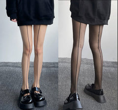 Women's Retro Front And Back Wearable Vertical Stockings
