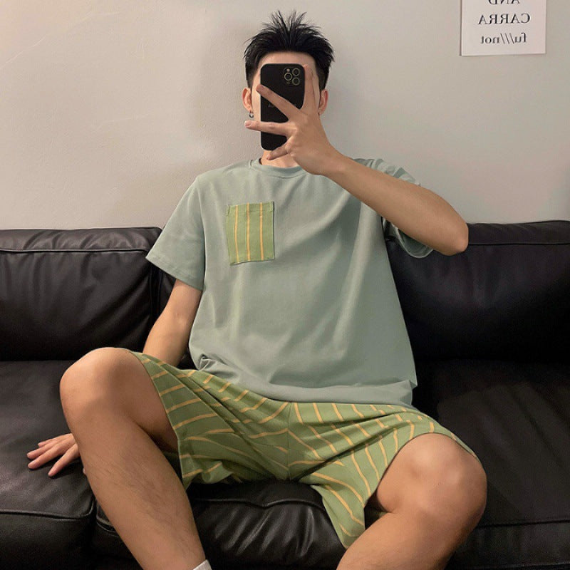 Men’s Round Neck Cartoon Loose Homewear Suit - YDF6107 / L - Hat