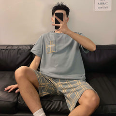 Men’s Round Neck Cartoon Loose Homewear Suit - Hat