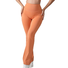 High Waist Hip Lift Peach Bell-bottom Pants Lycra Nude Feel Yoga Pants