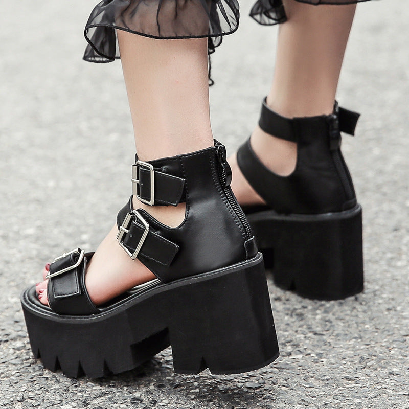 Punk Harajuku Street Thick Bottom Chunky Heel Women's Sandals