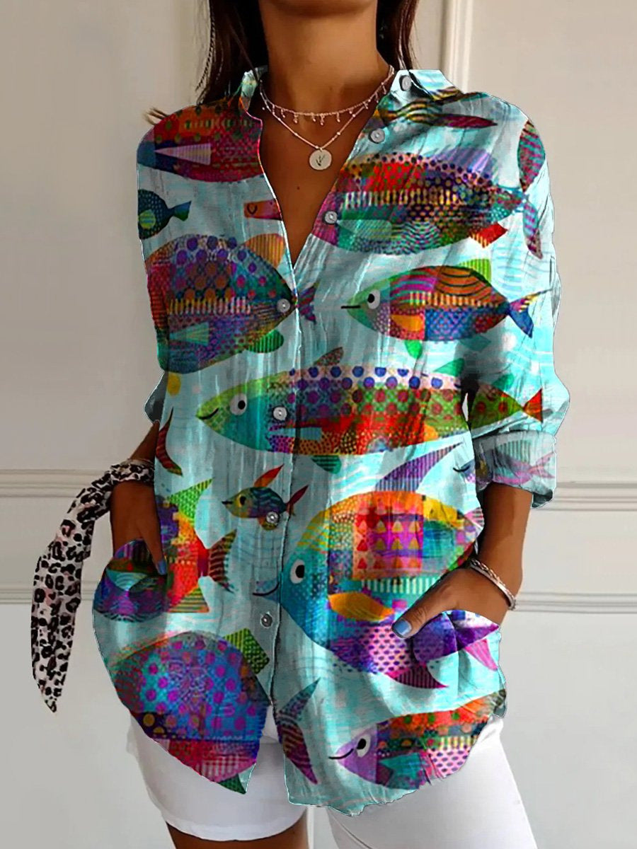 Long Style Long Sleeve Pattern Printed Shirt For Women - SN1810MU / 3XL - Shirt