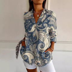 Long Style Long Sleeve Pattern Printed Shirt For Women - Shirt