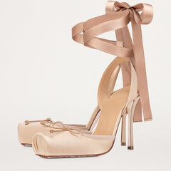 Pig Nose Ballet High Heels Stilettos Bow Sandals