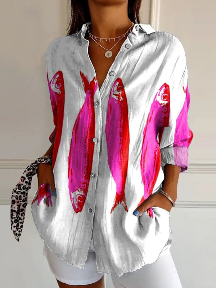 Long Style Long Sleeve Pattern Printed Shirt For Women - SN1824MU / 3XL - Shirt