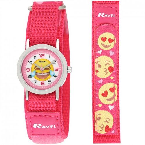 Ravel Children Velcro Nylon Watch Available Multiple Colour & Design R1507 - Pink / Gold