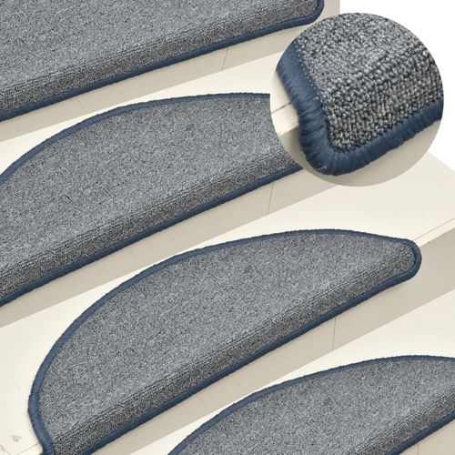 vidaXL Carpet Stair Treads 15 pcs Dark Green 56x17x3 cm - light grey and blue / 15 / 65 x 24 x 4 cm