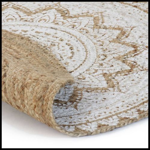 vidaXL Area Rug Braided Jute Printed 180 cm Round
