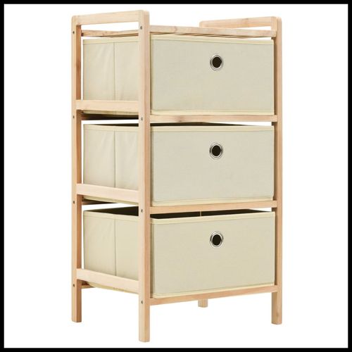 vidaXL Storage Racks with 3 Fabric Baskets 2 pcs Beige Cedar Wood