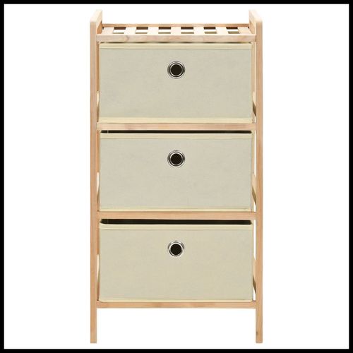 vidaXL Storage Racks with 3 Fabric Baskets 2 pcs Beige Cedar Wood