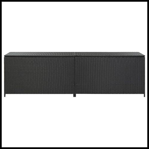 vidaXL Garden Storage Box Poly Rattan 200x50x60 cm Black