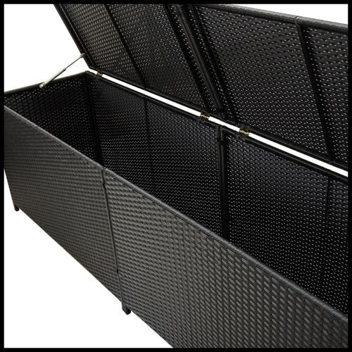vidaXL Garden Storage Box Poly Rattan 200x50x60 cm Black