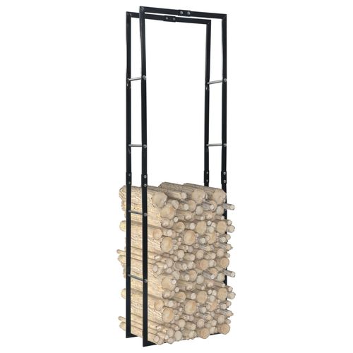 vidaXL Firewood Rack Black 50x20x150 cm Steel