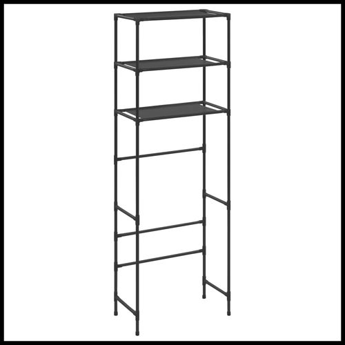 vidaXL 3-Tier Storage Rack over Toilet Black 53x28x169 cm