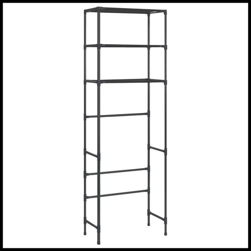 vidaXL 3-Tier Storage Rack over Toilet Black 53x28x169 cm