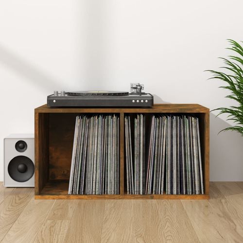 vidaXL Vinyl Storage Box Smoked Oak 71x34x36 cm Engineered Wood - smoked oak
