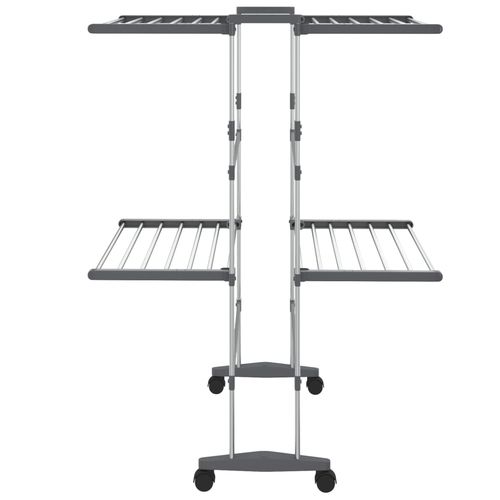 vidaXL 3-Tier Laundry Drying Rack with Wheels Silver 60x70x129 cm