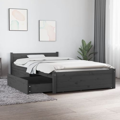 vidaXL Bed Frame with Drawers 75x190 cm Small Single - grey / 90 x 200 cm