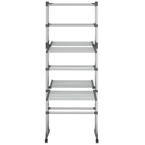 vidaXL 3-Tier Laundry Drying Rack with Wheels Silver 60x70x129 cm