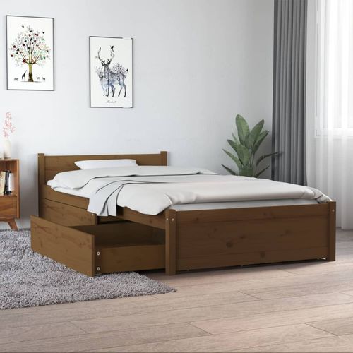 vidaXL Bed Frame with Drawers 75x190 cm Small Single - honey brown / 90 x 190 cm