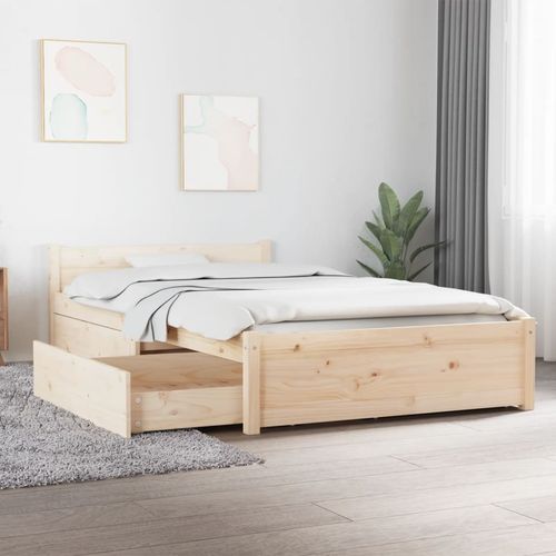 vidaXL Bed Frame with Drawers 75x190 cm Small Single - natural / 100 x 200 cm