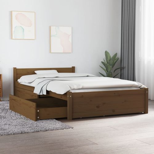 vidaXL Bed Frame with Drawers 75x190 cm Small Single - honey brown / 90 x 200 cm