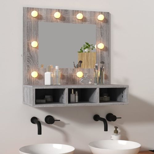 vidaXL Mirror Cabinet with LED Black 60x31.5x62 cm - grey sonoma