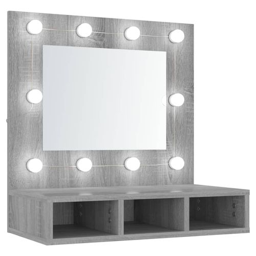 vidaXL Mirror Cabinet with LED Black 60x31.5x62 cm