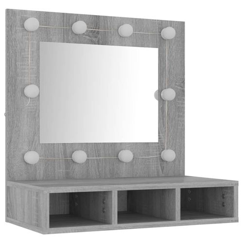 vidaXL Mirror Cabinet with LED Black 60x31.5x62 cm