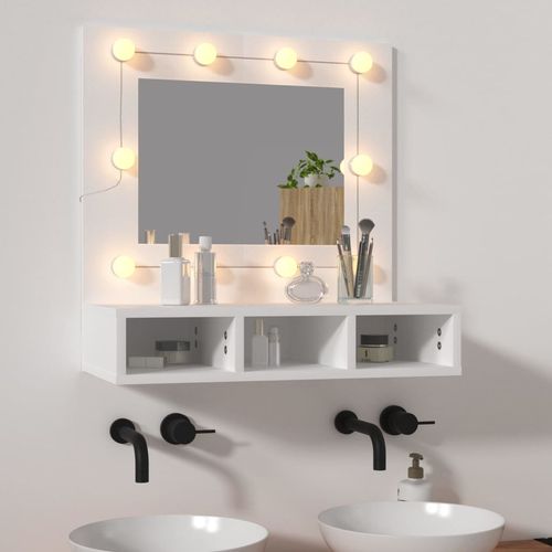 vidaXL Mirror Cabinet with LED Black 60x31.5x62 cm - white