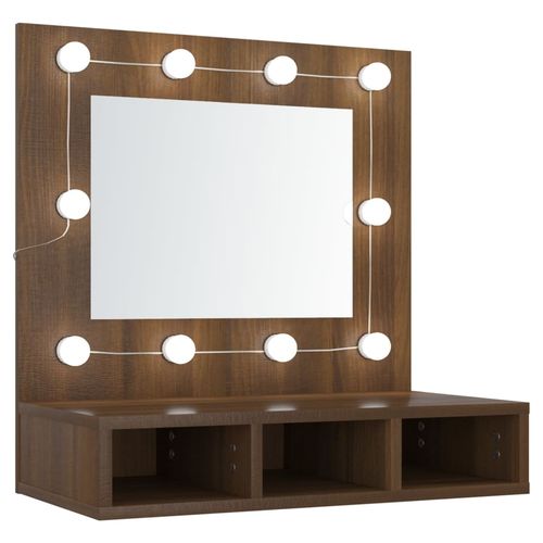 vidaXL Mirror Cabinet with LED Black 60x31.5x62 cm
