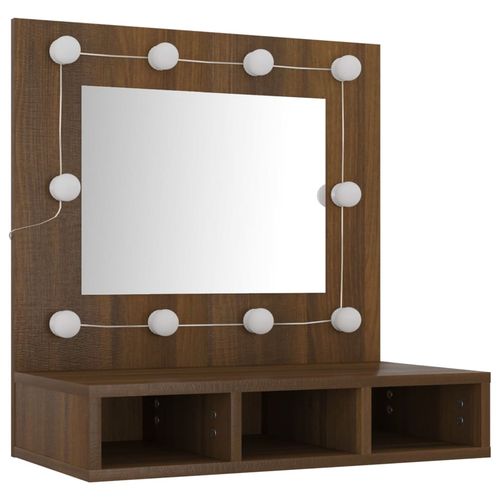 vidaXL Mirror Cabinet with LED Black 60x31.5x62 cm