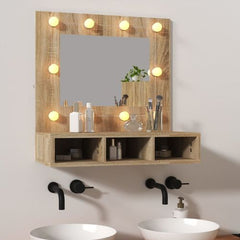 vidaXL Mirror Cabinet with LED Black 60x31.5x62 cm