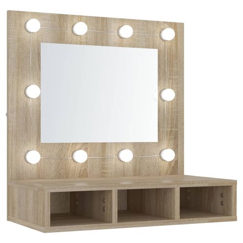 vidaXL Mirror Cabinet with LED Black 60x31.5x62 cm