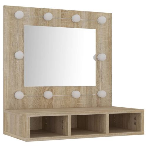 vidaXL Mirror Cabinet with LED Black 60x31.5x62 cm