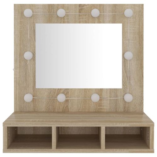 vidaXL Mirror Cabinet with LED Black 60x31.5x62 cm
