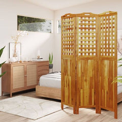 vidaXL 3-Panel Room Divider 121.5x2x115 cm Solid Wood Acacia