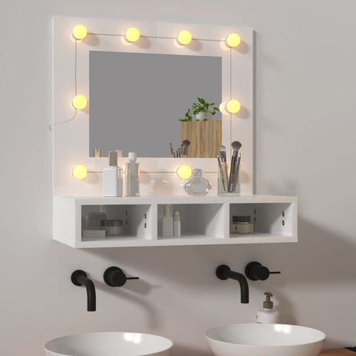vidaXL Mirror Cabinet with LED Black 60x31.5x62 cm - high gloss white