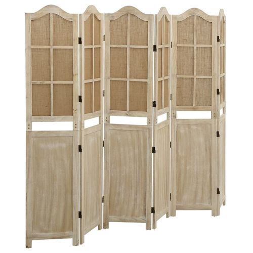 vidaXL 4-Panel Room Divider Brown 140x165 cm Fabric - 214 x 165 cm
