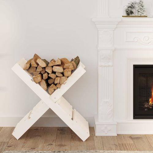 vidaXL Log Holder 47x39.5x48 cm Solid Wood Pine - white