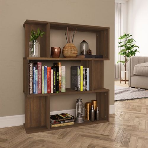 vidaXL Book Cabinet/Room Divider Smoked Oak 80x24x96cm Engineered Wood - brown oak