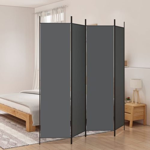 vidaXL 3-Panel Room Divider White 150x200 cm Fabric - anthracite / 200 x 200 cm
