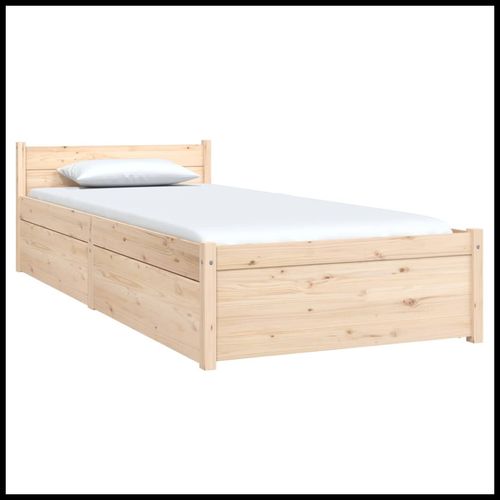 vidaXL Bed Frame with Drawers 75x190 cm Small Single