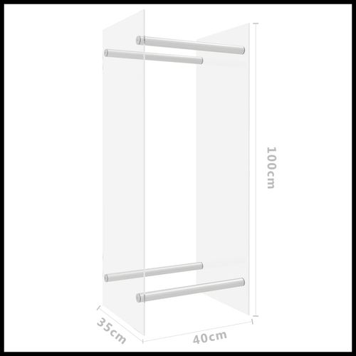 vidaXL Firewood Rack Transparent 40x35x100 cm Tempered Glass