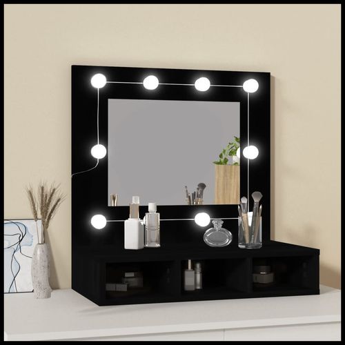 vidaXL Mirror Cabinet with LED Black 60x31.5x62 cm