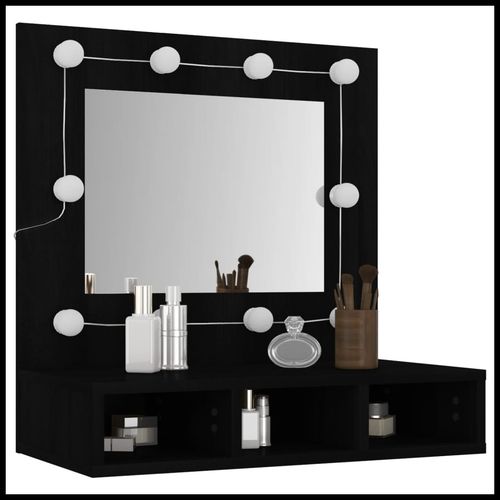 vidaXL Mirror Cabinet with LED Black 60x31.5x62 cm